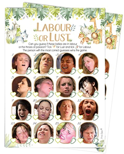 Pink Bee Parties Labour or Lust Game in Safari Theme - Baby Shower Game - 10 Players