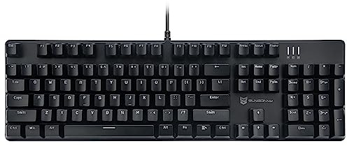 Qisan Tastiera meccanica da gioco, tastiera cablata, retroilluminazione a LED, nero, 104 tasti, layout americano, tastiera da gioco con rimovibile,interruttore marrone