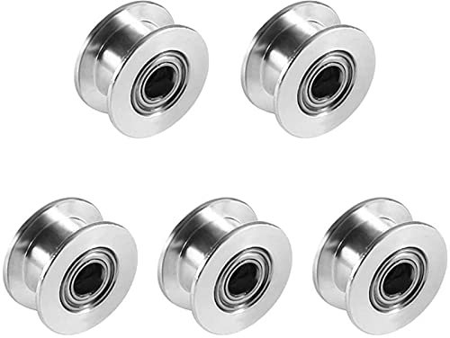 Zahnriemenscheibe, 5 Stück, GT2, 5 mm Bohrung, zahnloser Zahnriemen aus Aluminium, Umlenkrolle mit Lager für 3D-Drucker, Riemenbreite 6 mm, Zahnriemen, rostfrei und korrosionsbeständig