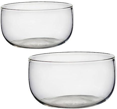 HEMOTON 2 Stück Glas Dessertschälchen 500ml mit Transparenter Küchenglasschüssel Einfach zu Reinigen Sorgfältige Verarbeitung für Obstsalat und Joghurt