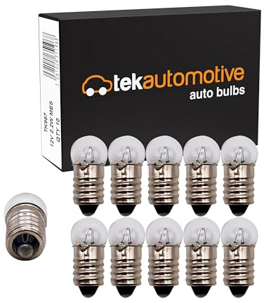 Tek Automotive 987 12V 2.2W MES E10 Screw Bulbs – Box of 10 | Dashboard & Instrument Panel Car Light Bulbs | Reliable & Bright Standard Replacement Lamps