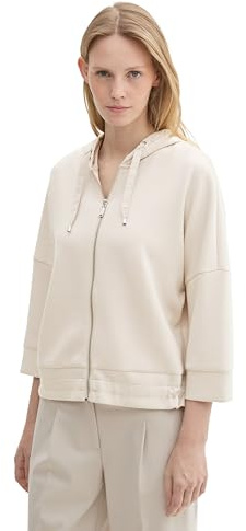 TOM TAILOR Damen Plussize Sweatjacke mit Kapuze,12365 - Dusty Beige, 48