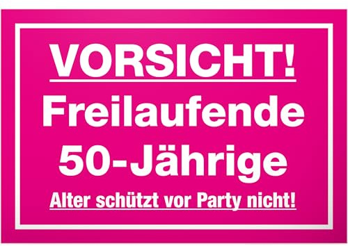 DankeDir! Freilaufende 50-Jährige - Schild Kunststoff 30 x 20 cm - Geschenk 50. Geburtstag 50 Jahre Geburtstagsgeschenk 50er Frauen Freundin - Geschenkidee Geburtstagskarte Partydeko Geburtstagsdeko