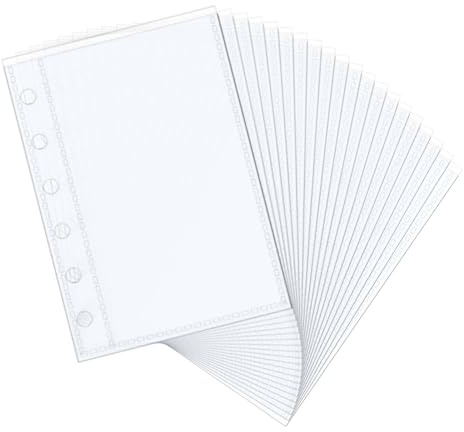 20 x A7-Fotohüllen, transparent, 6,6 x 12,4 cm, 1 Tasche, Bildkarten-Einsätze, PP-Fotoalbum, Nachfüllseiten für 6-Ringbücher