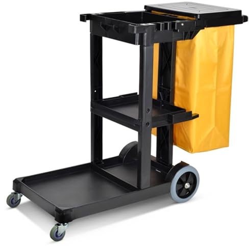 Reinigungswagen Reinigungswagen, multifunktionaler Hotelwagen, mit Rollen, einfach zu montieren, für Geschäfte, Hotels, Küchen(Black)