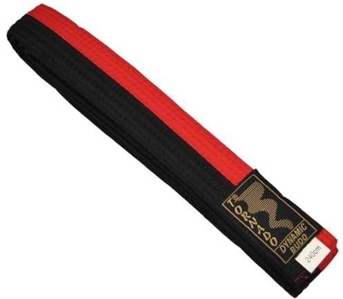 TEKKA BUDO Kampfsport Gürtel mittig geteilt 2-farbig - Budogürtel halb halb gestreift, Karate, Judo, Taekwondo, Ju-Jutsu - Länge 220 bis 330 cm