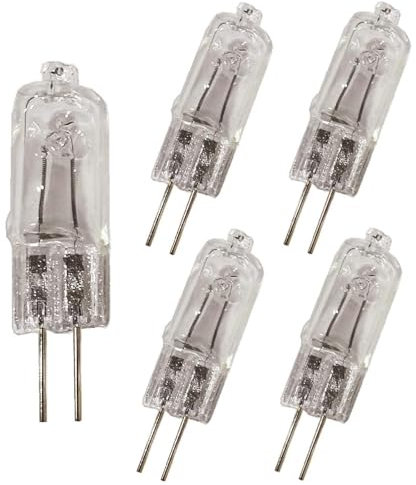 BULBEAWICK 5 Stück G4 Glühbirnen 110V/220V Kristallklare Halogenlampe 2 Pin Dimmbar 3000K Warmweiß G4 110V-50W