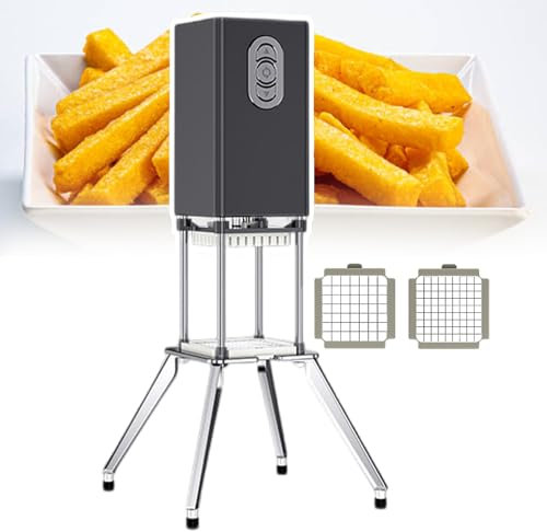 pedenencelia Tagliapatate Professionale Patatine Fritte,Taglio Rapido,Tagliapatate Elettrico Patatine Fritte 600 W,con Lame 9 Mm E 12,2 Mm,Taglio Uniforme,per Patate,Carote,Melanzane,Black