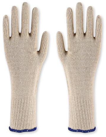 FRANZ MENSCH 24 Stück Hygonorm Baumwollhandschuhe Cuff Long, Packung, natur, 11/XXL, L: 30cm, Baumwollhandschuhe, Textilhandschuhe, Stoffhandschuhe