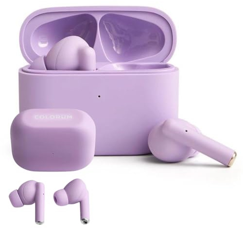 FOREVER COLORUM TWS Bluetooth 5.3 Lavendel hörlurar - Bluetooth-hörlurar med djup bas - öronhörlurar med mikrofon - USB-C-port för snabbladdning - Android iOS Bluetooth-hörlurar