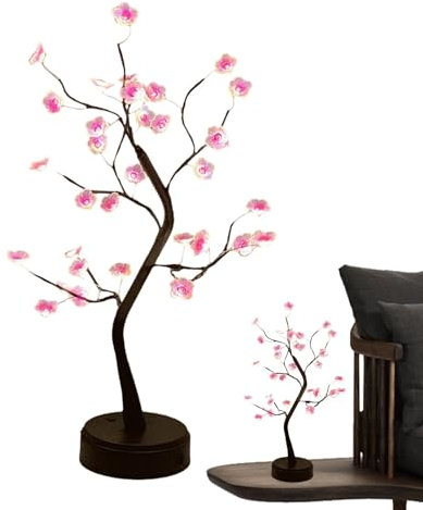 Lampada per albero di prugna | Luci notturne bonsai Lampade a fiori Luci di Natale | Base stabile che illumina l'albero di prugno in Luci da tavolo per interni ed esterni