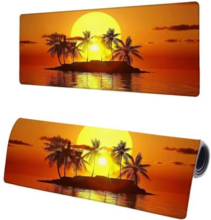 Large Mouse Mat Sunset, Extended XXL Tree Gaming Mouse Pad Desk Pad 1200x600x3mm, Keyboard Mat with Non-Slip Rubber Base, Soft Smooth Surface, Stitched Edges Mousepad, Improved Precision and Speed O-9