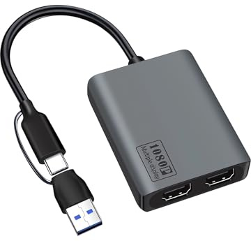XinYaa USB 3.0 to Dual HDMI Adapter, MST USB 3.0-A/C to 2x HDMI Monitor Converter, HDM I Splitter for Dual Monitors, Support 3 Different Screens (Extend & Mirror) for Windows & Mac