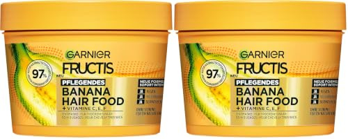 Garnier Fructis Pflegende Bananen Haarmaske, Leave-In für trockenes Haar und mehr Geschmeidigkeit, Anwendung als Spülung, Maske oder Leave-In, Lipidkomplex, Ohne Silikone, Hair Food, 3in1, 400ml