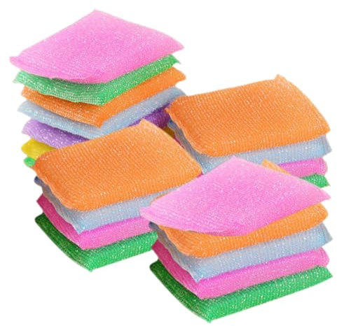 JEWEDECO Estropajos para Fregar Platos 20 Unidades Esponjas De Limpieza Antirayaduras Nylon Suave Kit Multicolor Cocina Uso Diario Limpieza Eficaz Utensilios y Superficies Duras