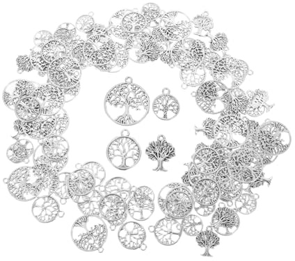 Tofficu 100pezzi Ciondoli Albero Della Vita Con Clip Charms Per Braccialetti e Gioielli Fai Te Materiale Di Creazione Per Accessori Perline Decorazioni Per Feste e Regali