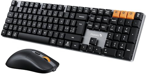 ProtoArc KM310 Dual Mode 2.4G + Bluetooth Tastiera Meccanica e Mouse Kit, QWERTY UK Layout – Nero