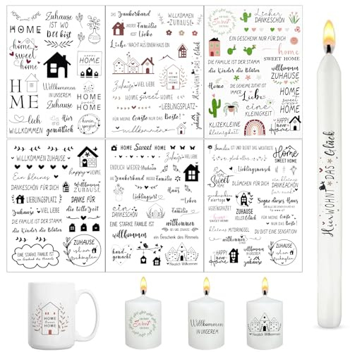 Yolistar Pack of 6 Candle Tattoos, Water Transfer Printing, 19 x 14 cm Candle Film, Water Slide Film, Candle Decorating, Candle Decoration for Birthday and DIY Stickers, Tattoo Autumn Motifs