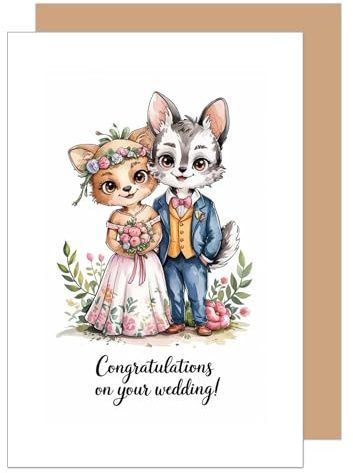 Edition Seidel Premium Glückwunschkarte zur Hochzeit mit Umschlag. Hochzeitskarte Grußkarte Karte mit englischem Text für Brautpaar Mann & Frau Mr & Mrs Congratulations (H512 SW025)