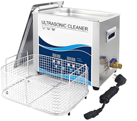 EpyGnom Professional Lab Ultrasonic Cleaners Sonic Jewellery Cleaner Machine with Heater Timer and Degassing Digital Ultrasonic Parts Cleaner for Dental Glasses Jewelry Small Parts 610-10L