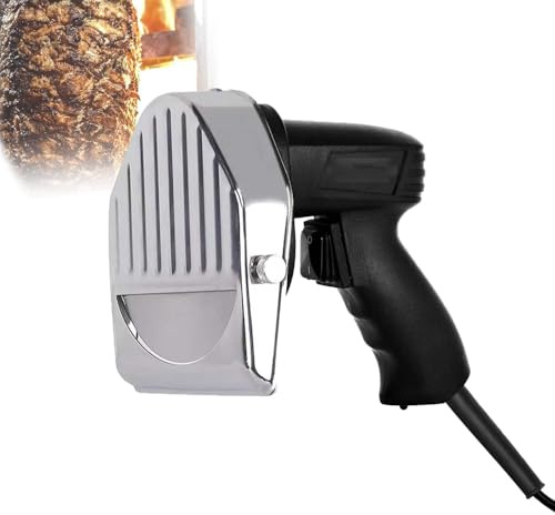 Cuchillo Gyro comercial de acero inoxidable de 80 W, cuchillo de kebab portátil inalámbrico, cuchillo eléctrico para shawarma con grosor de corte ajustable de 0 a 8 mm, 60 kg por hora Wiredmodel