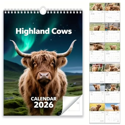 Bovins kalender 2026 | 12 månaders gåva väggdekoration planerare, månadskalender för nötkreatur natur - för vuxna, familj och vänner