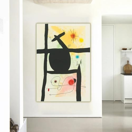 GOSRD Joan Miró „La Calebasse (D. 488) 1969“ Leinwanddruck Ölgemälde Kunstwerk Poster Bild Wandbild Wohnzimmer Dekoration (50x70CM/Rahmenlos)