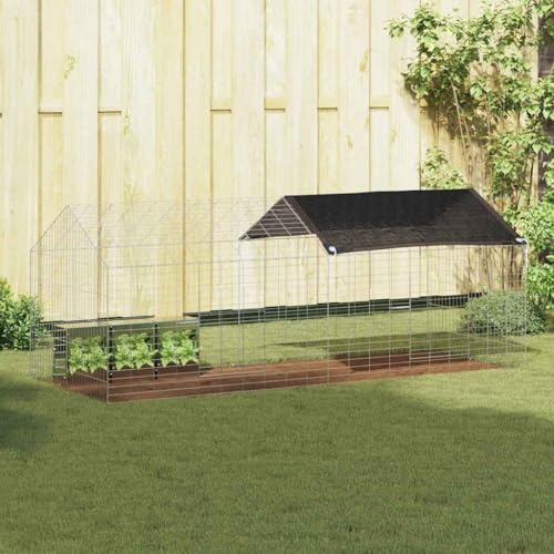 Mokuyary Hasenkäfig Silber 400 x 78 x 78 cm Verzinkter Stahl Hasenstall, Hasenkäfig Kleintierkäfig Kleintiergehege Hasenhaus, Hühnerstall Meerschweinchenstall -A1