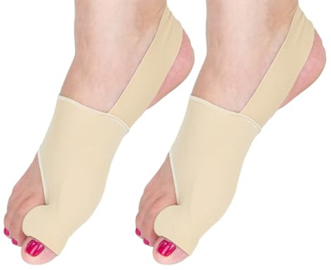 QEXUJOW Divaricatori per borsite dell'alluce,paio di calze ortopediche comfort con cinturino di fissaggio, lavabili e dotate di supporto in silicone per le dita e stecca di separazione