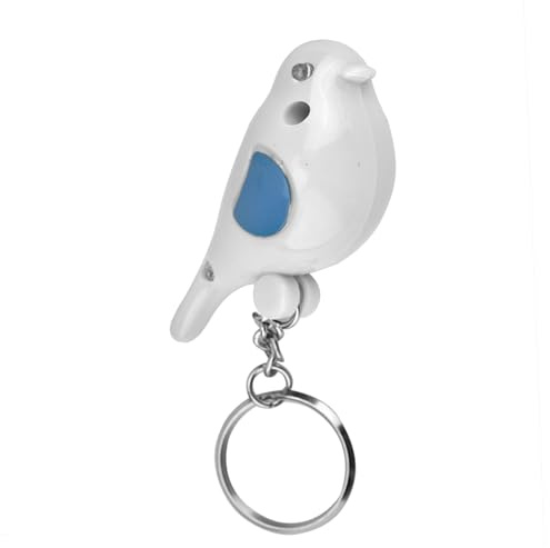 Trova chiavi, portachiavi a forma di con controllo vocale, mini chiave, rilevatore di traccianti anti smarrimento con luce LED e batteria (Bianca)
