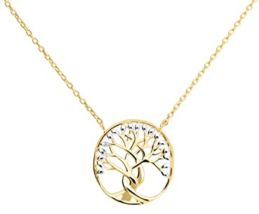 My Gold Damen Halskette Kette Mit Anhänger Gold Lebensbaum Gelbgold Weissgold 333 Gold (8 Karat) Bicolor Baum 45cm Arbol MOD-07941