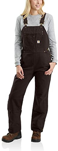 Carhartt Damen Isolierter Latzoverall mit Entspannter Passform, Gewaschene Ente Arbeitsoverall, Dunkelbraun, Medium