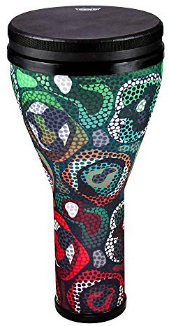 Remo World Percussion Djembe Festival – Acousticon Kessel – Fliptop Black Suede Fell – Tribal Green – 20,5 x 10 – DJ-2510-68
