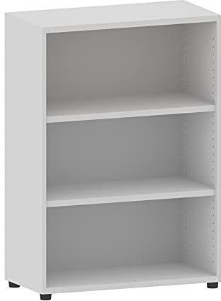 Aktenregal 3 Fächer versch. Farben | Büroregal 3 OH aus Holz | Büromöbel Ordnerregal Sideboard H112xB80xT40cm | Bücherregal höhenverstellbare Böden u. Stellfüße | Home-Office Standregal Lichtgrau