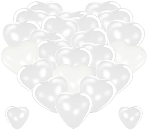 Premium Herzluftballons Weiß • 50 Stück • XL Größe 30cm • Die Ballons mit Herzform dienen als hochwertige Hochzeitsdeko, JGA Deko, Fasching, just married Deko. Helium geeignet • 100% Naturlatex
