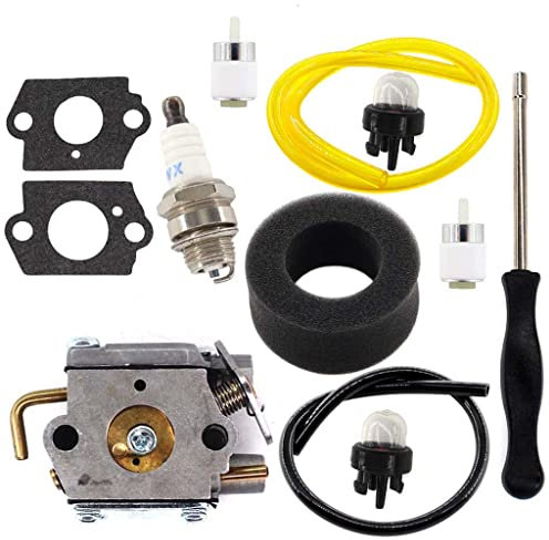 HURI Carburateur WT-827 C1U-P10A C1U-P14A pour MTD Troy-Bilt TB10CS TB20CS TB20DS TB65SS TB70SS TB90BC avec Kit de filtre à Air de conduite de carburant Tournevis de Réglage