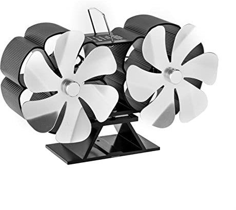 Momooda 6 Pales Ventilateur poele à bois Mini alimenté par la chaleur Ventilateur pour poele Silencieux pour Poêle à Bois/Cheminée/Gaz/Granulés/Bûches Gris argenté