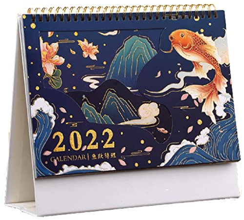 YMXWFC Tischkalender 2022 Kreativer Tischkalender 2022, stehender Flip 10 x8.3 Schreibtischkalender mit dickem Papier for Schulhaltungsbüro, Multifunktionszeitplan Rekordzeit (Color : Blue-B)