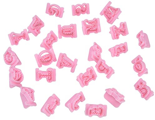 Juego de 26 cortadores de letras para fondant, personajes de bricolaje, letras del alfabeto en mayúsculas y minúsculas, cortador de galletas, molde de pastel de letras resistente al calor(#1)