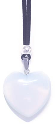 NILUXE DESIGN -Ciondolo in pietra naturale a forma di cuore 3x3 - Collana donna amuleti di protezione - Cuore di minerale, gemma semipreziosa in vari colori curativa dell'amore(Quarzo bianco)