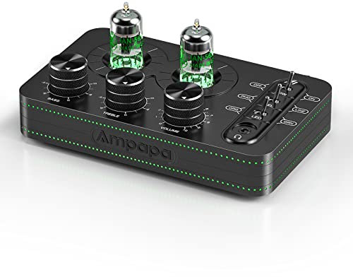 Ampapa A1 Phono Röhren Vorverstärker, Hi-Fi Audiophiler Vorverstärker, Kopfhörerverstärker, für MM Plattenspieler, mit Ton anpassen für Home Audio Plattenspieler Lautsprecher, Desktop Computer