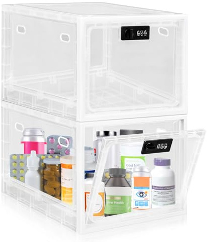 Gemaxvoled Abschließbare Box– Transparente Medikamentenbox zur Kindersicherung, Handy-Sperre & Snack-Kontrolle – BPA-freies Material, 12,6 Liter Fassungsvermögen, stapelbar & belüftet