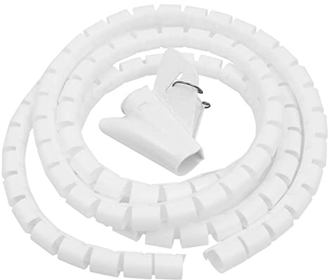 WANGCL Cable Management Conduit 22mm*2M Spiral Cable Clamp DIY Flexible Cable Protector for Home Office PC TV Wire Organizer（White）