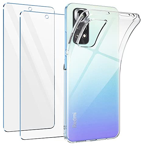 Vauki Cover per Xiaomi Redmi Note 11/Note 11s con 2 Pezzi Vetro Temperato,Custodia Ultra Trasparente Silicone Morbido TPU e Pellicola Protettiva,Antiurto Sottile Cellulare Case per Redmi Note 11 6.43