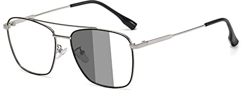 Lanomi Retro Pilotenbrille Blaulichtfilter Brille Metall Photochrome Sonnenbrille Damen Herren Brillenfassungen UV400 Schutz Anti Müdigkeit Brillen ohne Stärke