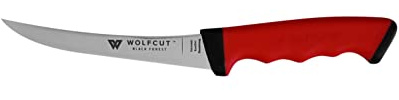 Wolfcut SoftGrip RED-Serie Ausbeinmesser 15 cm gebogene flex Klinge, rutschfestem SoftGrip Griff,Premium Profi Qualität für Metzger, Fleischer und Hausschlachter