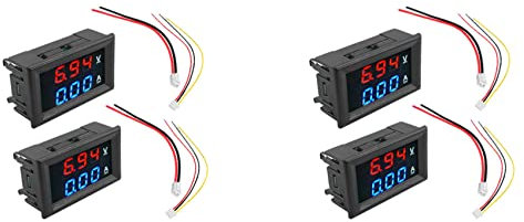 4 Piezas Voltímetro Digital Amperímetro DC 100V 10A Amperímetro Voltaje Medidor de Corriente Probador