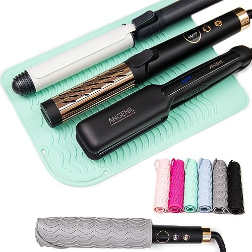 ANGENIL Reise Große Hitzebeständiges Silikon Unterlage Matte für Lockenstab Automatisch, Lockenwickler Große Locken, Welleneisen, Haar Glätteisen Locken und Glätten, Rundbürste Hitzeschutzmatte
