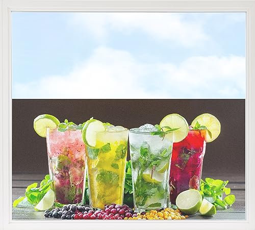 GRAZDesign Fensterfolie Blickdicht Sichtschutz, Sichtschutzfolie Fenster, Glastüren, Küche Küchenfenster, Milchglasfolie Bedruckt mit Motiv Bunte Cocktails 110x57cm