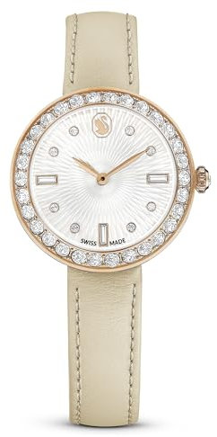 Swarovski Orologio Certa, Fabbricato in Svizzera, Cinturino in pelle, Beige, Finitura in Tono Oro Rosa